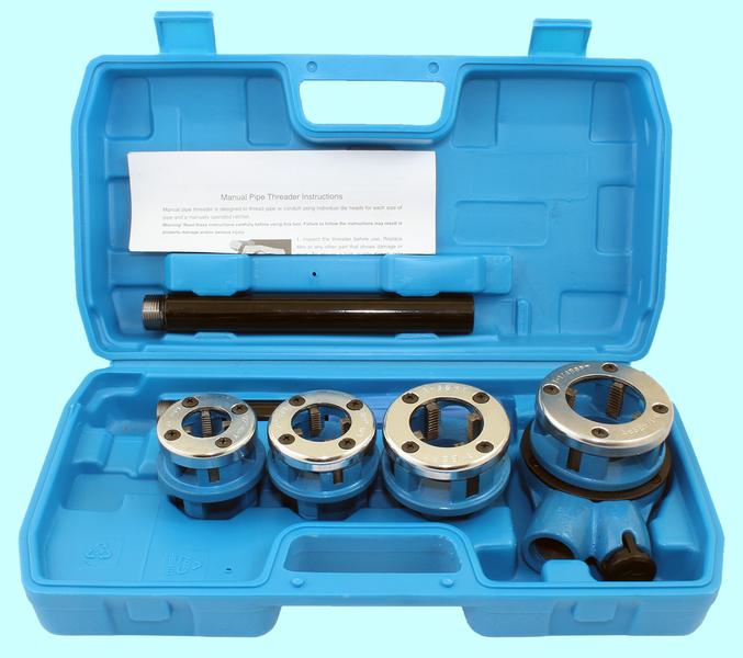 Клуппы трубные для конич. резьб R (BSPT) 1/2-3/4-1-1 1/4" c трещеткой в пласт. кейсе "CNIC" 