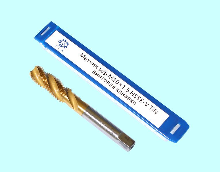 Метчик М10,0 (1,5) м/р.HSSЕ-V (GV3) винтовая канавка, покрытие TiN ISO 529 "TLX"