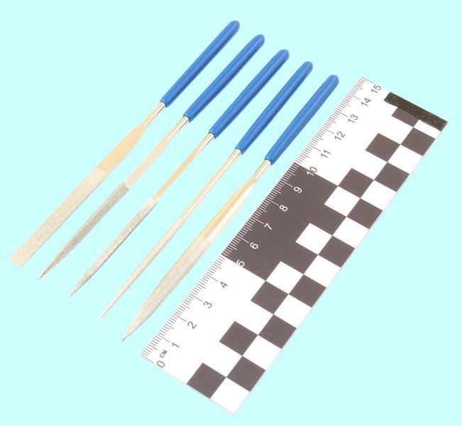 Набор надфилей алмазных из  5шт. L140х3 с обрезиненными ручками "TLX"