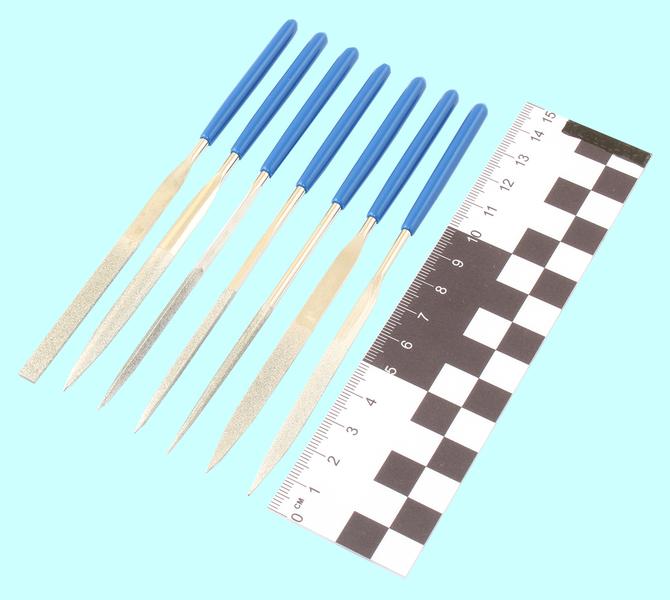 Набор надфилей алмазных из  7шт. L140х3 с обрезиненными ручками "TLX"