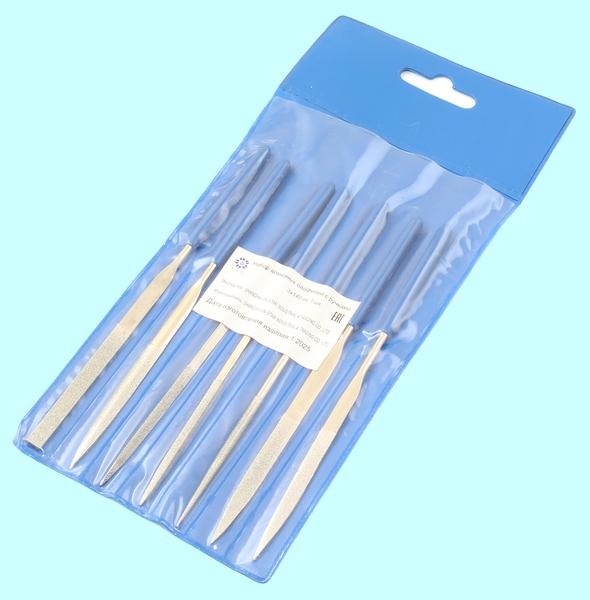 Набор надфилей алмазных из  7шт. L140х3 с обрезиненными ручками "TLX"