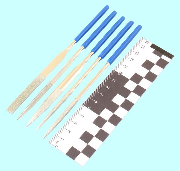 Набор надфилей алмазных из  5шт. L160х4 с обрезиненными ручками "TLX"