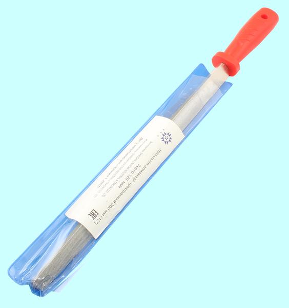 Напильник алмазный 3-х гранный 300мм (р.ч. 250мм) 125/100 с пластмассовой ручкой "TLX"