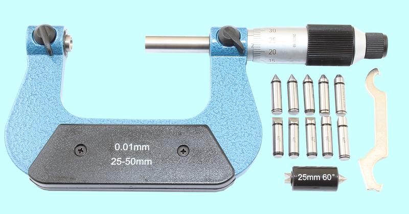 Микрометр Резьбовой со вставками  МВМ- 50, 25-50 мм (5 пар вставок)  "TLX"