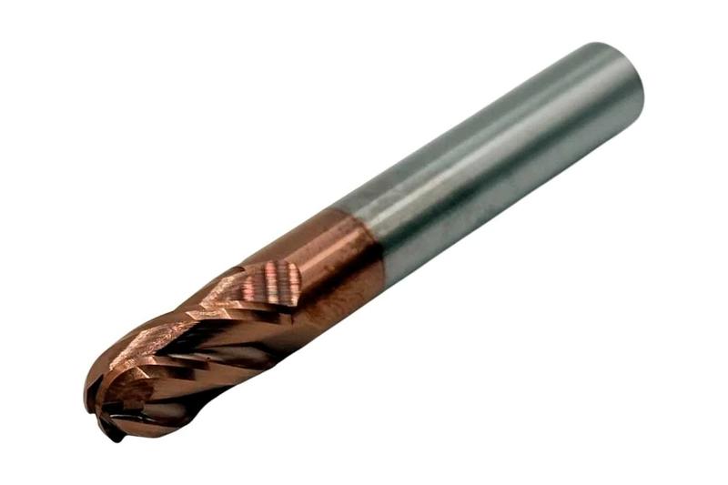 Фреза Сферическая d 8,0х16x60 ц/х тв. сплав Z=4 по стали цельная покрытие TiXCo